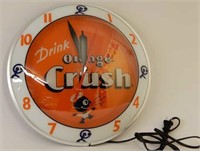 DRINK ORANGE CRUSH "CRUSHY" ELECTRIC CLOCK