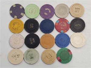 20 Vintage Various Casino Chips