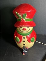 Vtg Blow Mold Snow Man 10" Dia x141/2"H ....