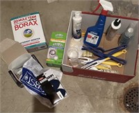 box of cleaning supplies