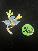 Enamel Bird on Branch Pin