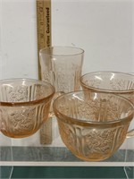 FEDERAL GLASS SHARON CABBAGE ROSE TUMBLER MUGS
