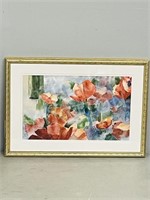 framed watercolor "Floral" A. Fong