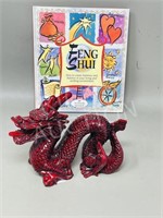 Feng Shui book & Dragon ornament - 7"