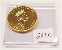 1992 Canadian One Ounce Gold Maple Leaf