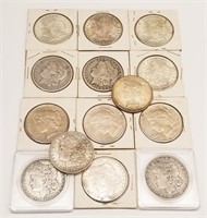 14 Silver Dollars (Mixed Types and Grades)