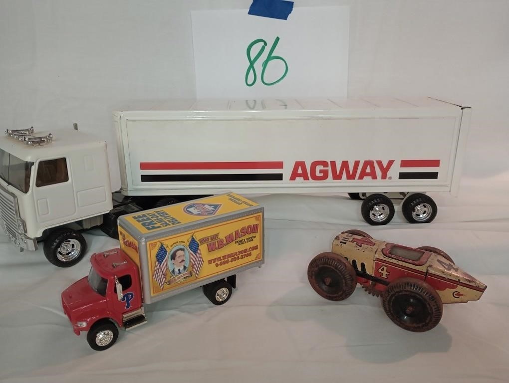 THREE VINTAGE TOY TRUCKS