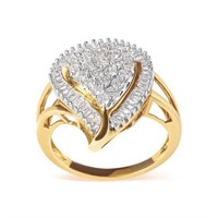 10K Yellow Gold Diamond Ballerina Cluster Ring