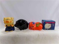 (4) Piggy Banks - Penny Pig (3) with Stoppers