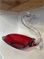 Ruby Art Glass Swan