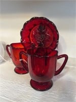 (3) Pieces of Ruby Glassware