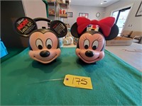 Vintage Mickey and Minnie Mouse Head lunchboxes