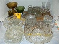 LARGE GROUP GLASSWARE WITH CLEAR, AMBER, STEMWARE