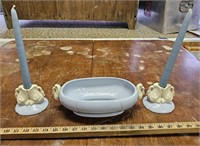 Chadwick Center Piece Bowl & Pair of Candle Sticks