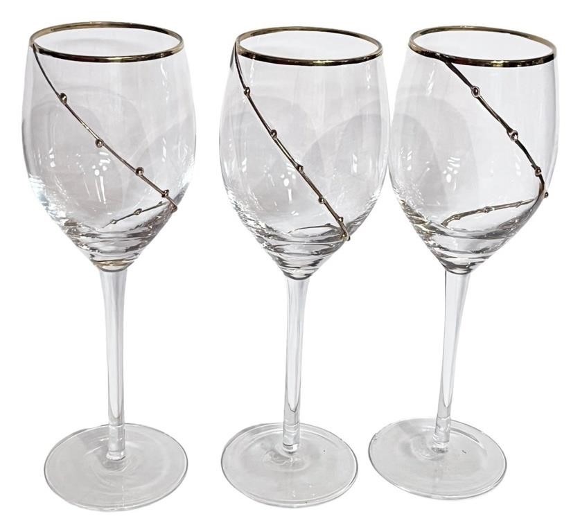 Gold Embellished Dot & Swirl Wine Glasses