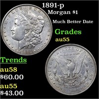 1891-p Morgan $1 Grades Choice AU