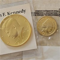 Gold Plated 1905 Penny and 2015 Kennedy Half