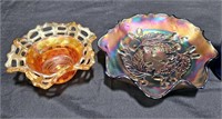 2 Carnival Glass Bowls - Fenton Acorn & Marigold