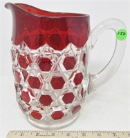 Ruby Red flash glass pitcher