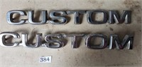 Two Vintage Ford "Custom" Badges, About 8" Long