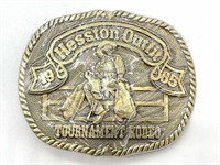 Hesston Outfit Tournament Rodeo 1985 Belt Buckle
