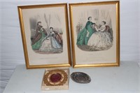 Gold Framed Victorian French Prints and Decor