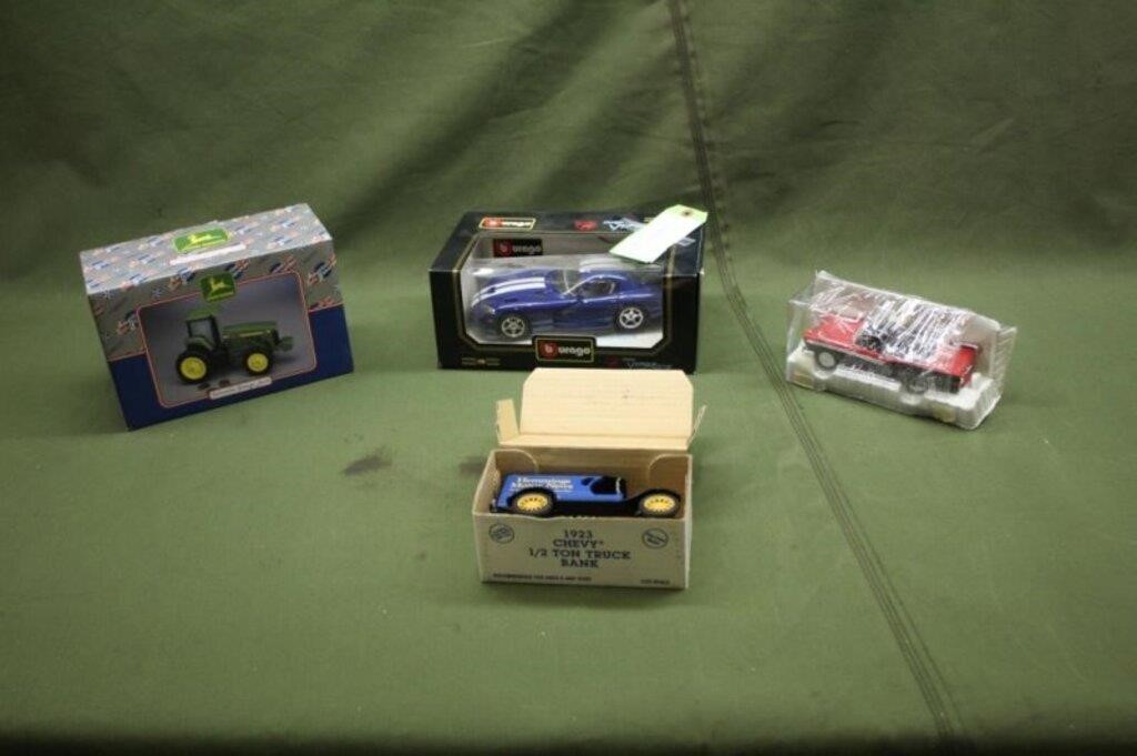 (2) Model(1)  Cars In Boxes & (1) John Deere