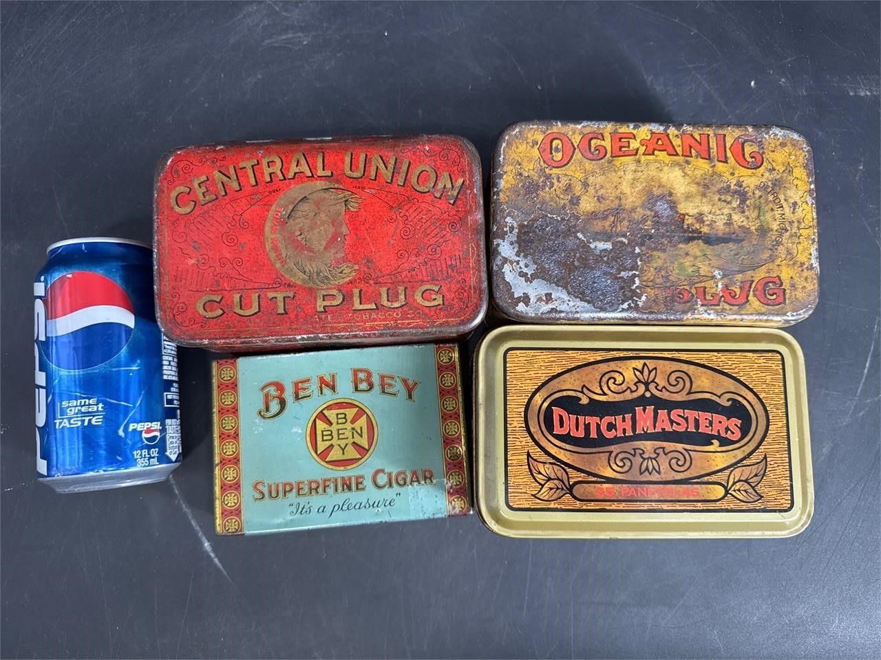 LOT OF 4 TOBACCO TINS CANS