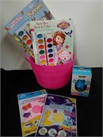 New Easter basket with paint by number books,