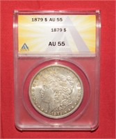 1879 Morgan Silver Dollar  AU55  ANACS
