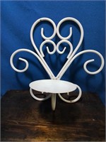 White painted metal wall mount candleholder