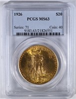 1926 $20 ST. GAUDENS GOLD PCGS MS63
