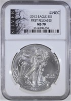 2012 AMERICAN SILVER EAGLE $1  NGC MS 70