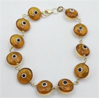 14k Gold Evil Eye Bracelet 7.5in