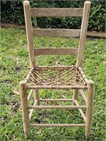 Antique Primitive Ladderback Chair w/ Rope Seat