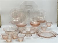 27PC Pink Depression Glass Grouping