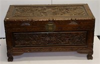 Chinese carved camphor wood trunk