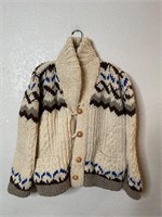 Vintage Cowichan Knit Cowl Neck Cardigan