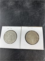 2 Silver North American 50 cent pieces:  1962 D US