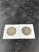 2 Walking Liberty silver half dollars: 1941 S, 194