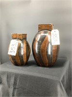 Handsome curved designed pair of canisters