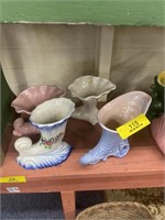 4-Piece Ceramic Planter & Figurines, some McCoy Po