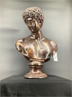 Stately bust of David in bronzing Finish
