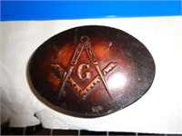 LEATHER MASONIC BELT BUCKLE