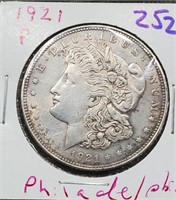 1921 US Morgan silver dollar Philadelphia XF - AU