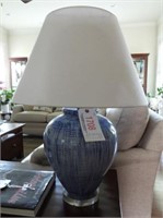 Contemporary blue font table lamp with shade
