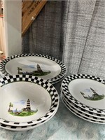 Lighthouse plates and small bowl