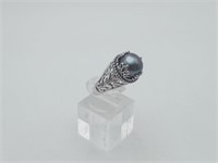 5Sterling Black Faux Pearl Ring