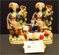 3 Staffordshire Flatback Figurines
