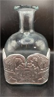 Tequila Bottle w/ Handmade Tin / Metal Wrap